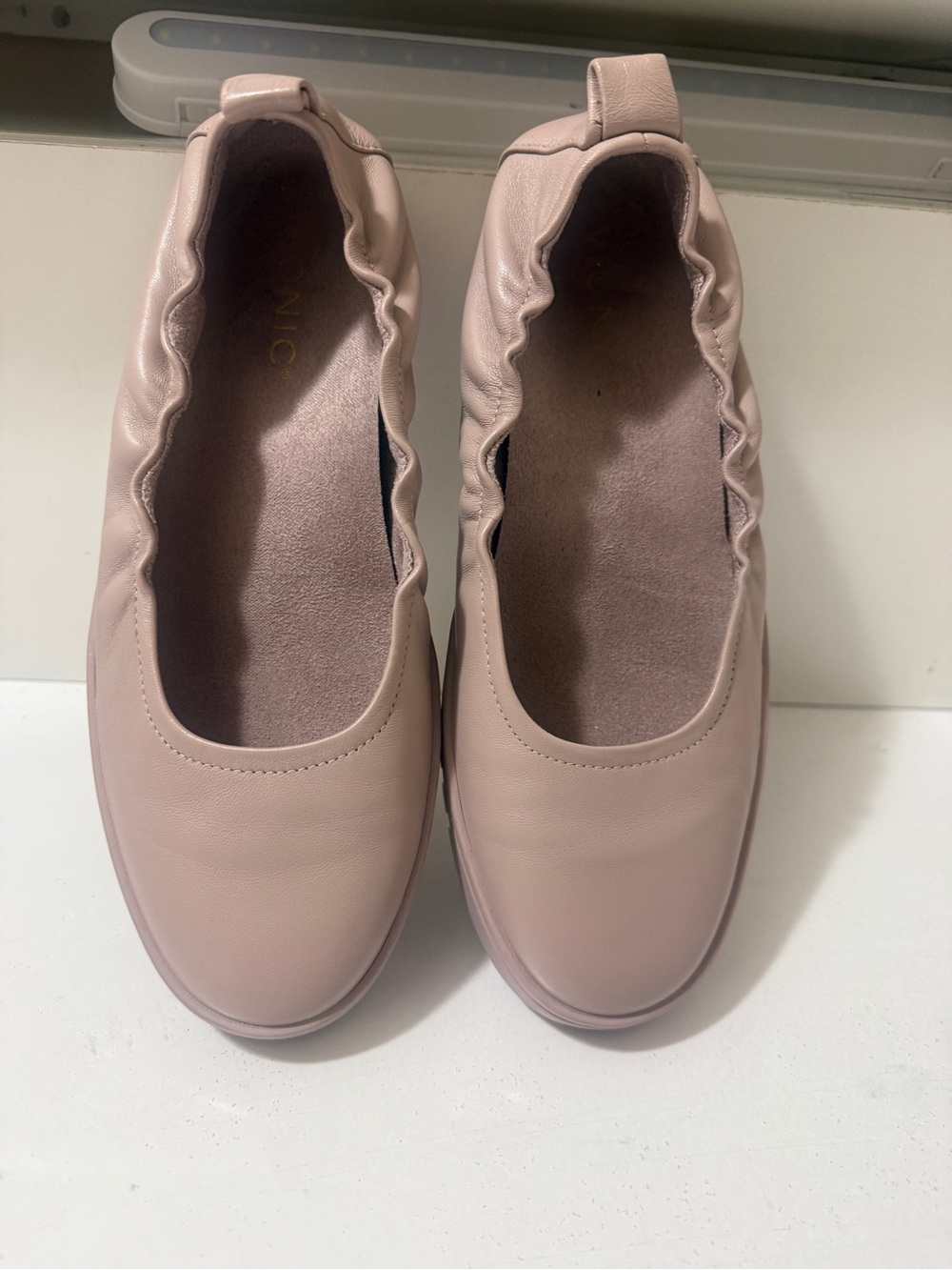 Leather ballet flats, Vionic Uptown Women’s Ballet-Style Slip-On in Blush Pink